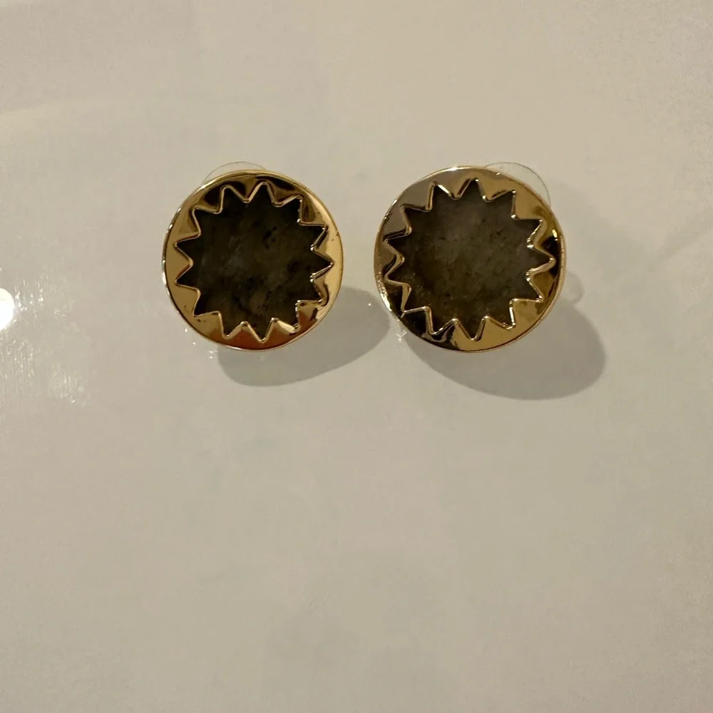 House of Harlow 1960 Sunburst Labradorite Circle Sun Stud Earrings